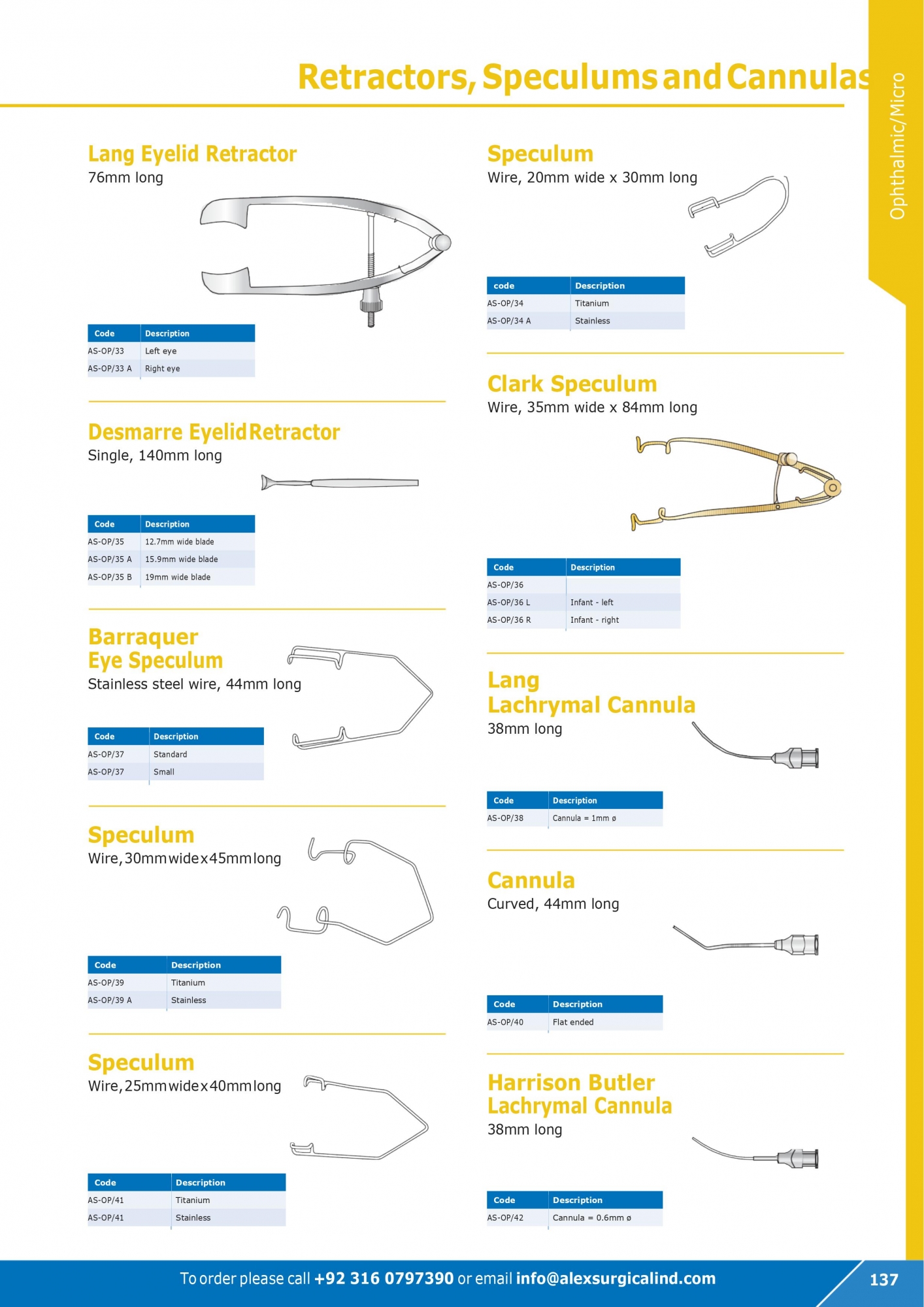 Retractors, Speculums and Cannulas